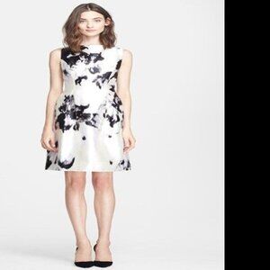 Lela Rose Spring Dress - Ivory and Black - Cocktail Tie Dye Knee-Length Dress 4